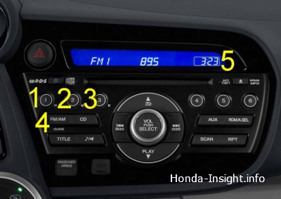 Часы Хонда Инсайт настройка на аудиосистеме Honda Insight