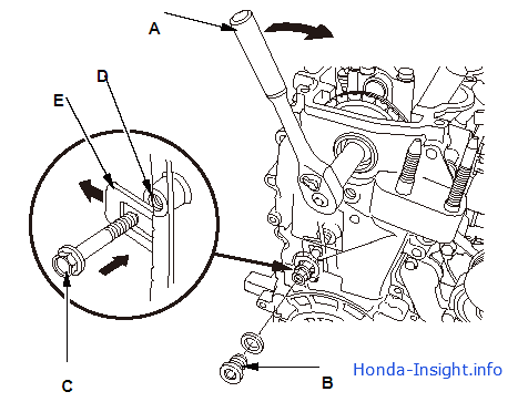 Снятие звездочки распределительного вала Honda Insight